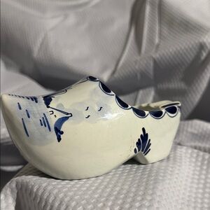 Elegant Blue and White Ceramic Clog by Delft
